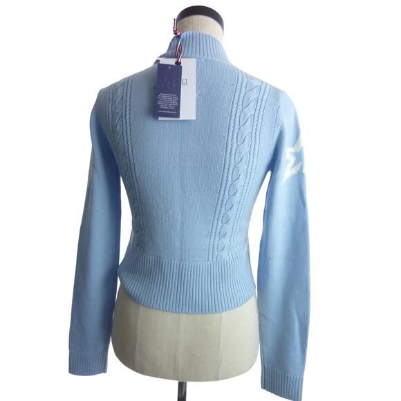 NWT Perfect Moment Cable Merino Wool Sweater Blue Star S - Picture 3 of 8